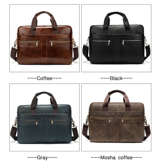 Genuine Leather Briefcase Laptop Shoulder Bag