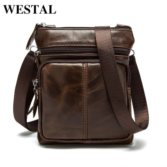 Westal 100% leather crossbody bags for men shoulder bag husband