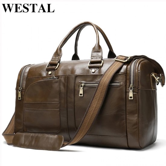 Genuine Leather Duffle Overnight Bag