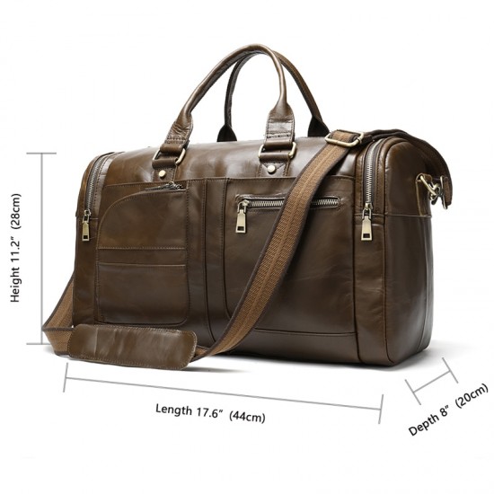 Genuine Leather Duffle Overnight Bag