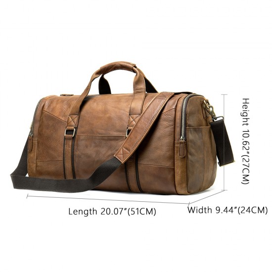 Genuine Leather Duffle Overnight Bag