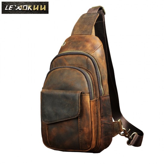 Crazy Horse Leather Chest Sling Bag