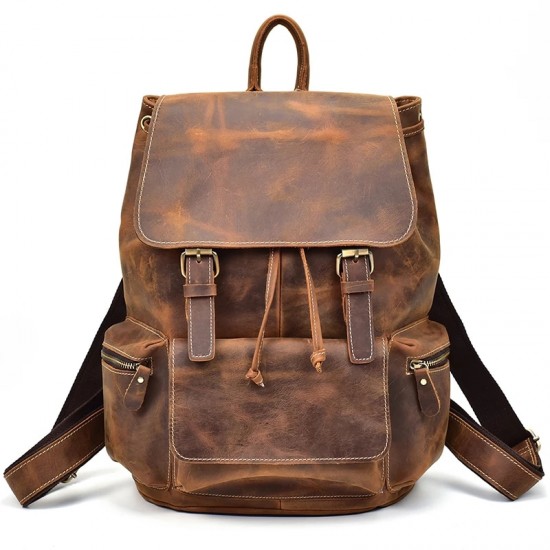 Vintage Leather Travel Backpack Rucksack