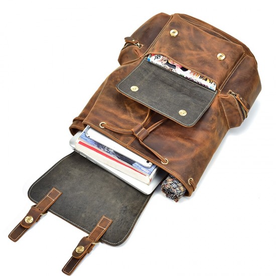 Vintage Leather Travel Backpack Rucksack