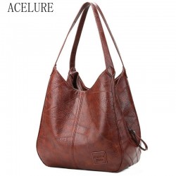 High Capcaity Soft PU Leather Vintage Tote